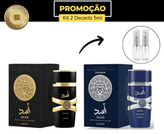 Kit 2 Decants Asad Lattafa EDP 5ml + Asad Zanzibar EDP 5ml masculinos (Árabe)