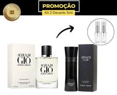 Kit 2 Decants Acqua Di Gio EDP 5ml + Armani Code 5ml masculinos